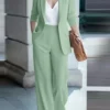 ZANZEA 2026 Spring Outfits Office Women 2 Piece Sets Stylish Lapel Long Sleeve Blazer Coats Pant Sets Elegant OL Work Tracksuit