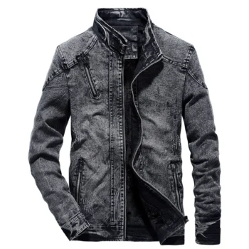 Denim Jacket Solid Casual All-Season For Men