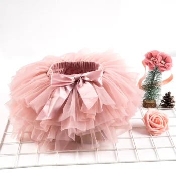 Baby Girls Infant Tulle Tutu Bloomers Set—Rainbow Diaper Cover & Headband