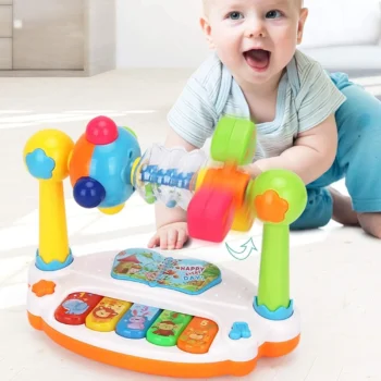 Music Piano Keyboard Toy with Rotating Light & Sound for Learning
