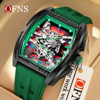 Men’s Waterproof Quartz Watch Hollow Dial Silicone Strap Sports Timepiece