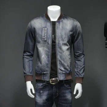 Denim Jacket Solid Color Casual for Men Spring Autumn