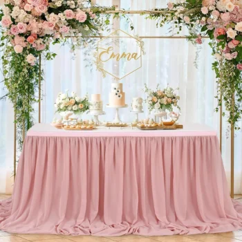 1 Pink Chiffon Table Skirt