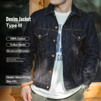 Denim Jacket Washed 14.8oz Type III Slim Fit for Men