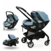 Portable Four-Wheel Stroller with Newborn Sleeping Basket & Safety Seat