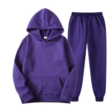 Unisex Fleece Tracksuit Set, Thick Hoodie & Jogger Pants for Casual Wear