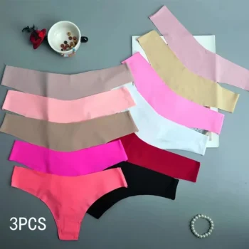 3PCS Panties Women Ice Silk Underwear Low Waist V-Waist Briefs Cotton Crotch Breathable Quick-Drying Sports Underwear