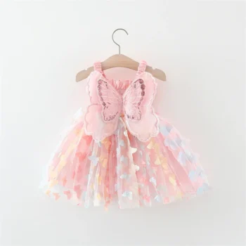 Baby Girl Dress Halter Butterfly Back Wings Fantasy Princess Birthday