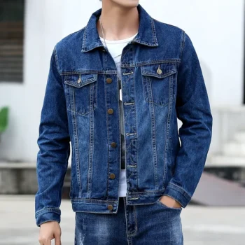 Denim Jacket Pure Colour Single-breasted Lapel Daily Casual