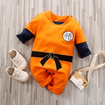 Baby Bodysuit - Long-Sleeve Anime Orange Training Suit for Spring & Autumn
