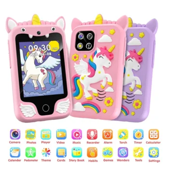 Kids Touchscreen Camera Phone Toy for Unicorn MP3 Learning Fun