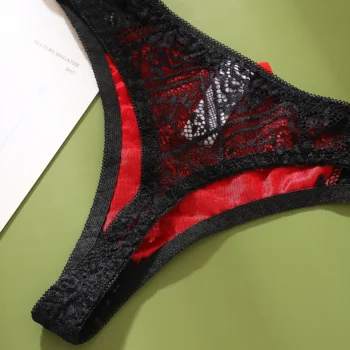 Sexy Women's G-String Panties Transparent Mid-Low Rise Ladies Underwear Color-Block Female Intimates Lingerie