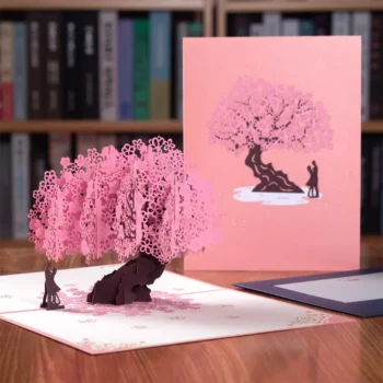 Happy Birthday 3D Pop Up Card Sakura Sunflower Elegant Greeting for Family