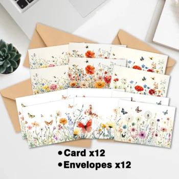 Watercolor Farmhouse Greeting Cards Set with Envelopes for All Occasions