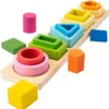 Montessori Wood Toys for Kids Wooden Sorting Stacking Toys for Baby Toddlers Educational Shape Color Sorter Preschool Kids Gifts