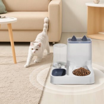 Automatic Pet Feeder 2-in-1 Food & Water Dispenser, Stainless, 2.2L/1L
