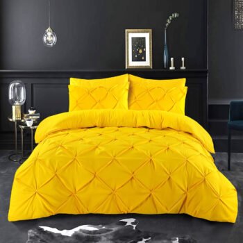 K&A® Pintuck Pinch Pleat Duvet Cover Set with Zipper Closure including Pillowcase – Ultrasoft Brushed Microfiber – Easy Care & Machine Washable