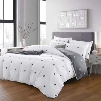 3pcs Polka Dot Printed Duvet Cover Set, Reversible Soft Breathable Microfiber, All-Season, Machine Washable, Includes Pillowcases for Bedroom, Guest Room, Dorm