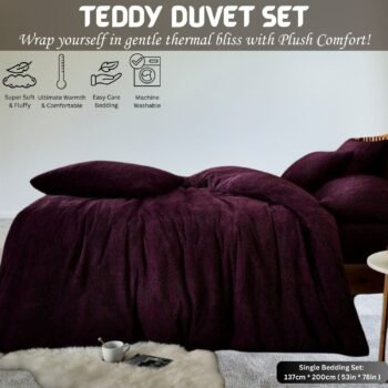 Teddy Bear Fleece Duvet Cover Set | Single Double King Size Bedding | Super Soft Plush Quilt Cover with Pillowcases | Warm Cosy Thermal Fluffy Set for Cold Nights | Easy Care & Durable Comfort | Luxury Teddy Fleece Bed Cover for Bedroom Warmth & Style | Fast Dispatch | Local Warehouse