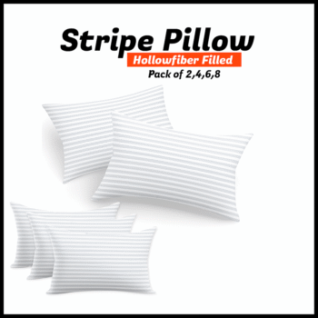 Chilimilii Hotel Quality Hollow Fiber Pillows with Striped Design Bounce Back Support, Soft & Comfortable, Multi Pack Options (2/4/6/8)