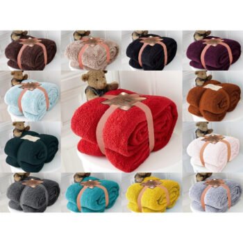 TEXTILE XPERT Teddy Bear Throw Blanket – Super Soft Fluffy Plush Blanket for Couch Bed Sofa Living Room – Warm Lightweight Cozy Decorative Throw for Bedroom Guest Room Office – Stylish Comfort Blanket for All Seasons Home Décor