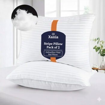 Xania Stripe Pillows 2 Pack, Bounce to Back Soft Pillow for Side, Stomach And Back Sleepers. Hotel Quality, Anti Allergy Pillow with Extra Soft Hollow Fiber Filling.