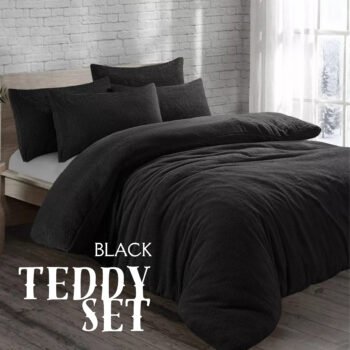 Teddy Fleece Bedding Set Cosy Duvet Cover With Matching Pillowcases in Single, Double, King, Super King Bed Sizes