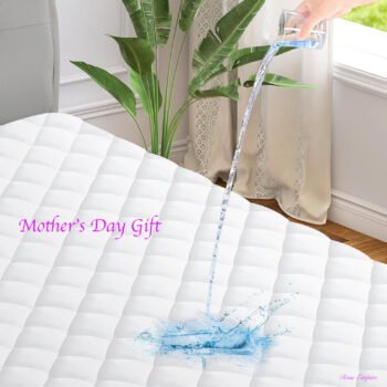 Mother's Day gift Premier Non-Noise Quilted Waterproof Mattress protector super-soft, Ultimate Comfort and Protection, stretch skirt fit all depth mattress, fitted sheets, easy care,white, TPU Coated, Breathable, Noiseless, All Seasonal Use