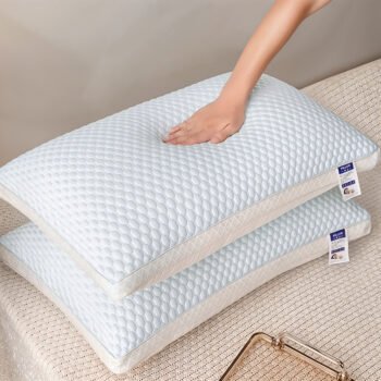 Tofu Pillows Cool Feeling Pillows For Summer, Hot Sleepers, Hypoallergenic Machine Washable Polka Dot Design, Soundwave Technology Embossed Fabric, Comfortable And Relax Head & Neck Support, Removable, 74*48*13Cm, 1000g Premium Polyester Fiber Fill