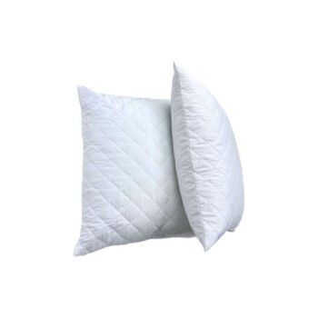 Set of 2 Goose Feather Bed Pillows – Soft/Medium Loft – Breathable Cotton Cover – Easy Care