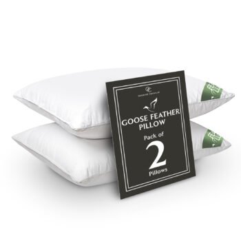 GC GAVENO CAVAILIA Luxury Goose Feather Pillow Pair | 90% Feather 10% Down | Ultra-Soft & Supportive | Machine Washable | Pack of 2 | White