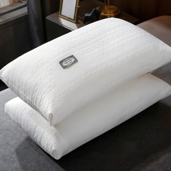 Set of 2 Luxury Hotel Quality Pillows, Deep Sleep Neck Support Pillow, Soft Breathable Bedding Pillow, Comfortable Non-Collapse High Pillow Core for Side, Back, Stomach Sleepers, All-season Use, Living Room, Bedroom, Office, Home Decor, Christmas Present, Halloween Gift, 74x48cm