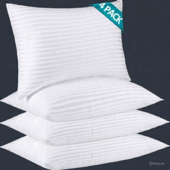 ELAFY 2 BHS Stripe Pillows – Luxury Soft & Smooth Bed Pillows | Breathable, Lightweight & Durable | Wrinkle Resistant, Easy Care & Elegant Stripe Finish | Perfect for Home, Guest Room & Hotel Bedding