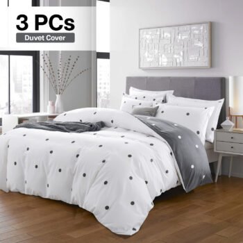 3pcs Polka Dot Printed Reversible Duvet Cover Set - with Pillowcases Soft & Breathable Microfiber, Button Closer, Machine Washable, wrinkle free & Durable – perfect for Bedroom, Guest Room All Sizes Available