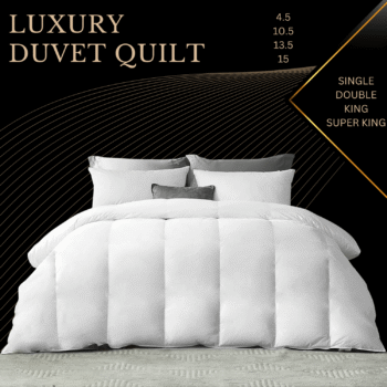 BEST HOTEL QUALITY DUVET QUILT POLYPROPYLENE OUTER COVER PLYSTER FILLED SINGLE DOUBLE KING SUPER-KING ALL SIZE 4.5 10.5 13.5 15 TOG WHITE DUVET WINTER WARM EXTRA WARM Striped Breathable King Size Washable White