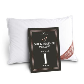 GC GAVENO CAVAILIA Luxury Duck Feather Pillow Pair | 85% Feather 15% Down | Extra Soft & Breathable | Machine Washable | Pack of 2 | White