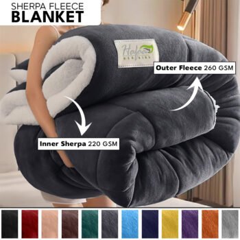 Soft Cozy Sherpa Blanket, Double-Sided Throw Blanket, Contemporary Design, Warm Throw for Couch, Bed, Office and Travel, Versatile All-Season, Perfect Holiday Gift