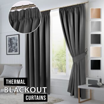 2-Pack Thermal Insulated Pencil Pleat Curtains – Energy Saving, Noise Reducing, Privacy Protection, Perfect for Living Room, Bedroom & Home Decor – Available in Multiple Colors