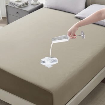 Waterproof Fitted Bed Sheet Deep Pocket Mattress Protector Cover | Soft Breathable Noiseless Fitted Sheet for Bedroom, Hotel & Home | Machine Washable Elastic Bed Cover Fits Up to 30cm Mattress