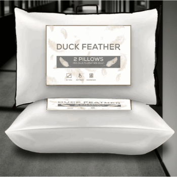 TEXTILE XPERT Duck Feather Pillows Set of 2 48x74 cm – Luxury Soft Hotel-Inspired Bed Pillows, Supportive Standard Size Pillows for Relaxing Sleep, Durable & Comfortable Pillows for Bedroom Décor, Guest Rooms & Everyday Home Use