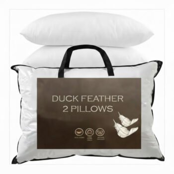 OLYMPUS TEXTILES Duck Feather Pillows, Set of 2, Size 48x74 cm – Soft and Supportive Hotel-Quality Bed Pillows for Comfortable Night Sleep with Premium Feather Filling, Breathable Fabric Cover for Fresh Feeling, Medium Firm Support for Proper Neck Alignment, Long-Lasting Shape for Everyday Use in Home and Hotel Rooms