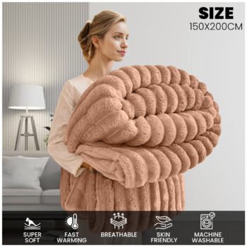 GC GAVENO CAVAILIA Luxury Ribbed Throw Blanket, Ultra-Soft and Cosy Plush Fleece, Lightweight Decorative Sofa Bed Cover, Perfect for All Seasons, Size 150x200cm, Premium Quality Polyester, Stylish Design for Home Comfort | Fast Dispatch from Local Warehouse | Trusted UK Brand