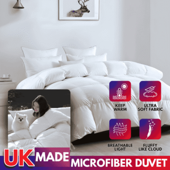 Duvet All Season Comforter Made in UK Microfiber Cover, Lightweight Skin Friendly Quilt, Down Alternative Ultra-Soft Plush Breathable Duvet set Bed