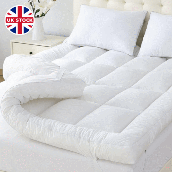 Luxevoir® 10cm High Loft Mattress Topper | Hotel Quality, Super Soft & Brushed Microfiber Top with Hollowfiber Filling | Elasticized Corner Straps fits up to 40 CM