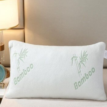 White Bamboo Shredded Memory Foam Pillow – Cooling Bamboo Cover, Adjustable Firm Neck Bed Pillow for Side, Back & Stomach Sleepers