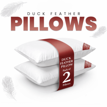 Pack of 4 Duck Feather Pillows Hotel Quality (Standard Size) - Luxury Down Pillows Extra Soft Filling Filled in 100% Cotton Cover (White, 48 * 74)
