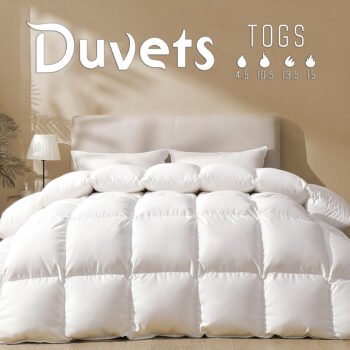 Hotel Quality Feels Like Down Duvet Quilt Luxury Comforter Box Stitched Breathable & Soft Insert Bedding All Seasons Quilt for Summer to Winter Available in 10.5 & 13.5 Tog Single Double King Super King Sizes