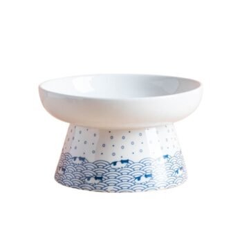Ceramic Elevated Cat Bowls, Tilted Design for Easy Eating, 1pc