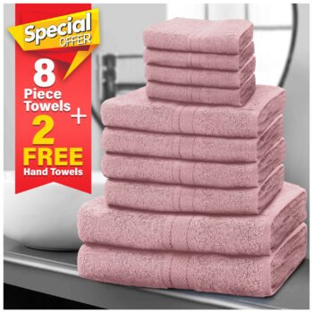 8pcs Egyptian Cotton Towel Set | Quick-Drying & Highly Absorbent | Includes 8 Towels | Sophisticated Design | 15 Elegant Colours | Machine Washable