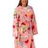 Ladies SpongeBob Bathrobe Hooded All-Over Print Cozy Loungewear Pink